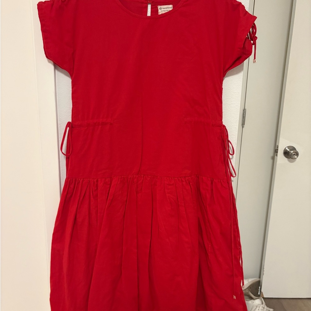 Red Boho Midi Dress